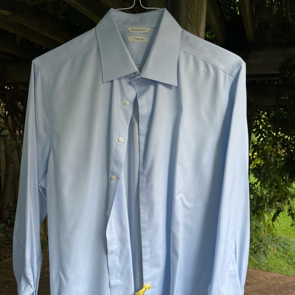 Suitsupply Light Blue Traveller Shirt 16.5x34 Cotton Spread Collar* - Picture 1 of 2